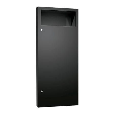 Asi ASI Simplicity Semi-Recessed Powder Coated Waste Receptacle, Stainless Steel, Black 10-6474-2-41PC